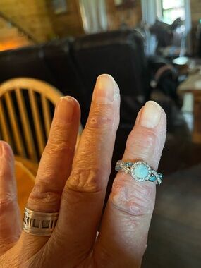 Sterling Silver Opal and Blue Topaz Halo Ring - Women Jewelry
